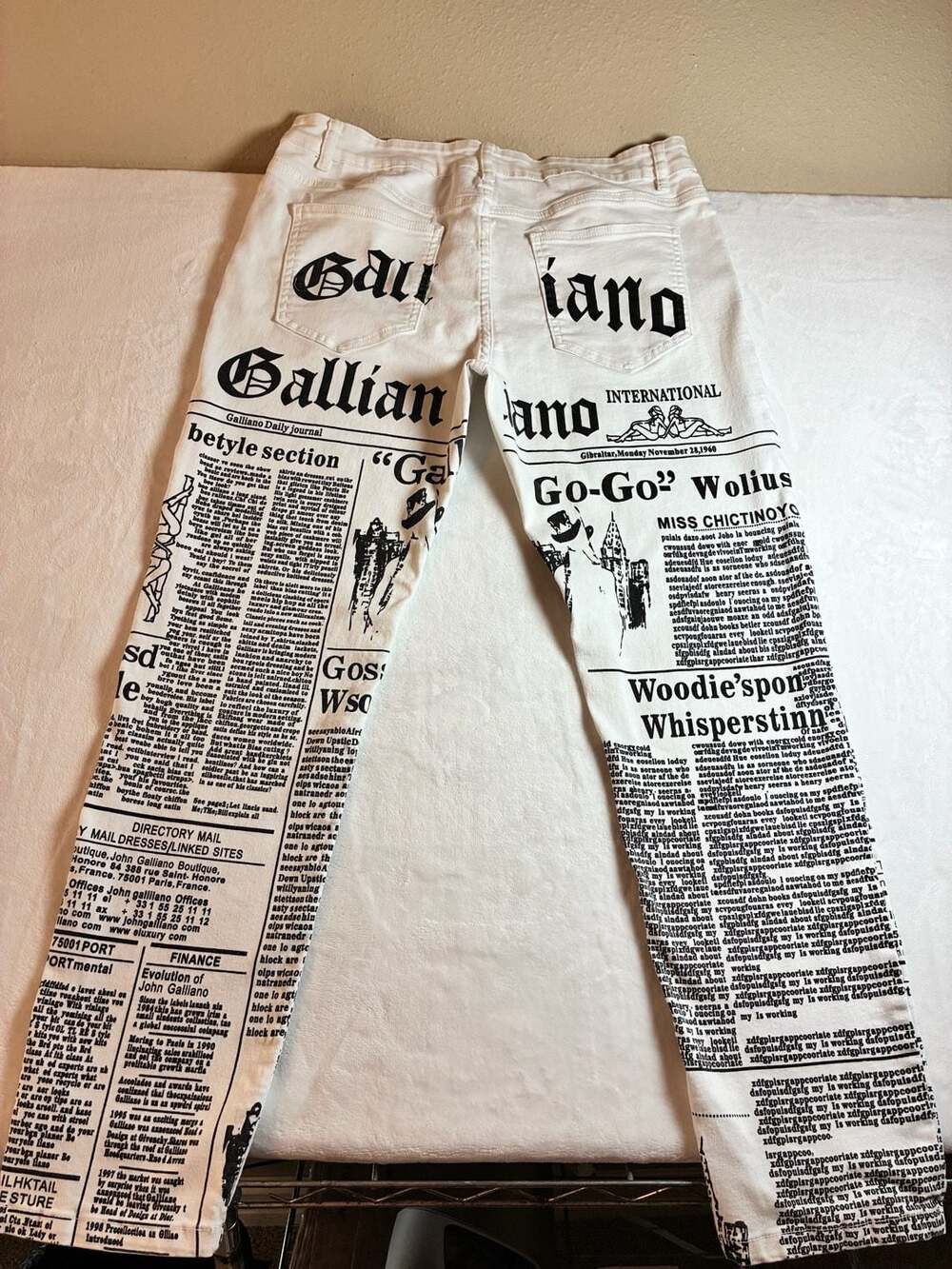 Newspaper Print Denim White Jeans  Men’s 36x29